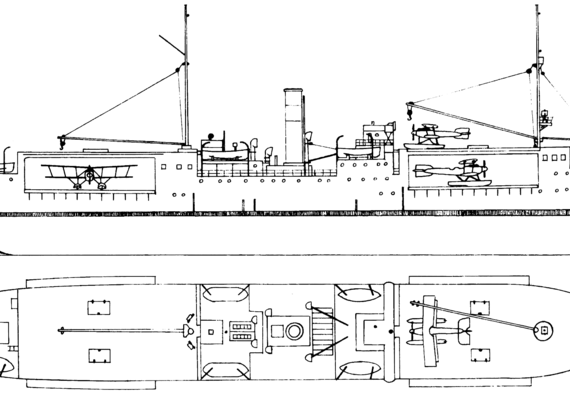 Aircraft carrier SMS Oswald 1918 [Seaplane Carrier] - drawings, dimensions, pictures